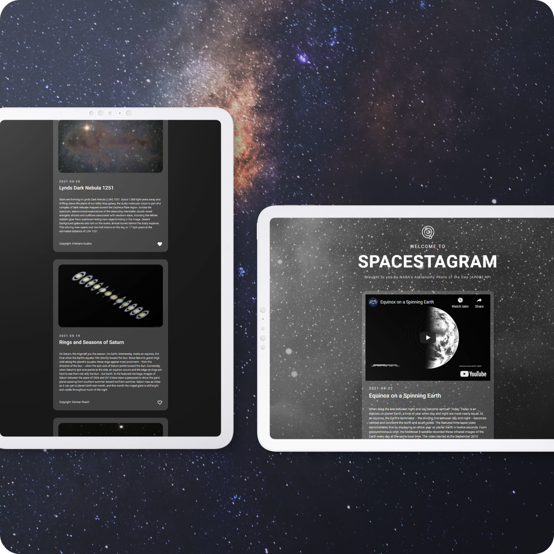 Spacestagram app displayed on various devices